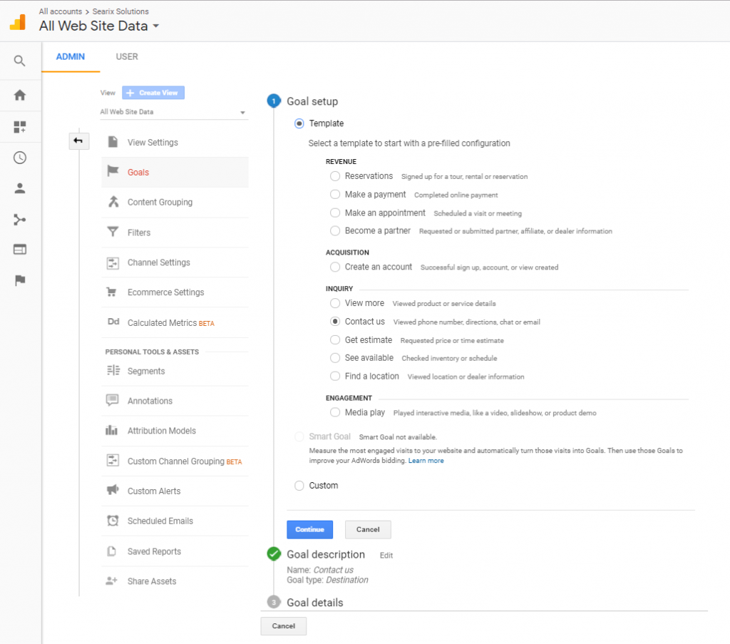 Google Analytics Goal Setup