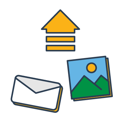 Illustration of a photo or message being sent to the event wall